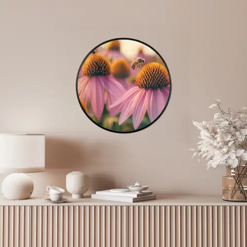 Bloemen - Paars - Bijen Fotolijst rond zonder passe partout klein -sfeer3