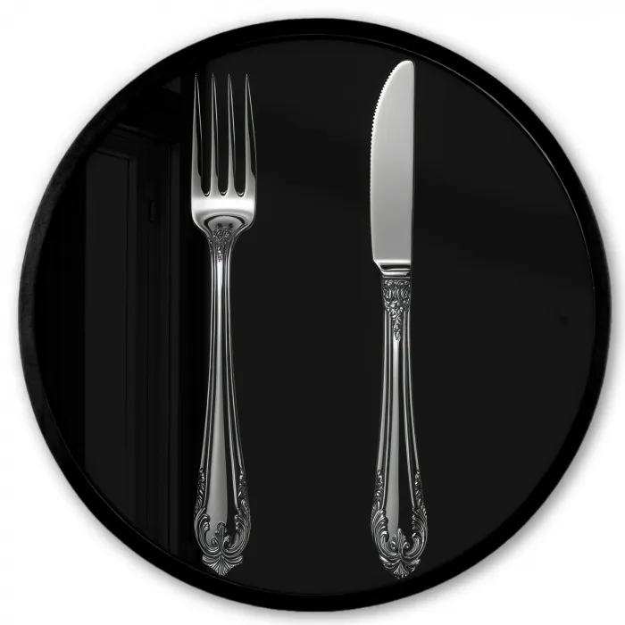 Vork - Mes - Zilver Fotolijst rond zonder passe partout klein -3d
