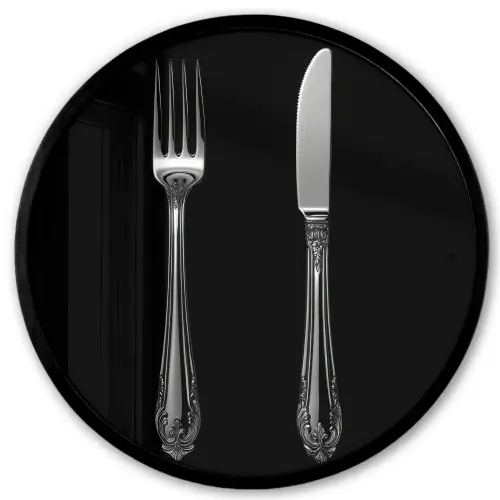 Vork - Mes - Zilver Fotolijst rond zonder passe partout klein -3d