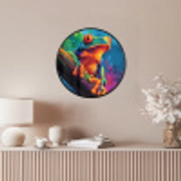 Kikker - Felgekleurd - Tak - Regenboog Fotolijst rond zonder passe partout klein -sfeer3