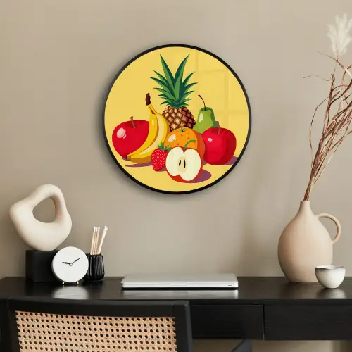 Fruit - Illustratie - Kleurrijk Fotolijst rond zonder passe partout klein -sfeer1