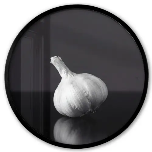 Knoflook - Zwart - Wit Fotolijst rond zonder passe partout klein -3d