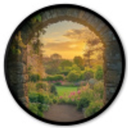 Poort - Planten - Zonsondergang Fotolijst rond zonder passe partout klein -3d