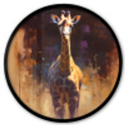 Giraf - Bruin - Abstract - Geschilderd Fotolijst rond zonder passe partout klein -3d