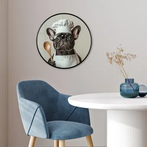 Bril - Hond - Kok Fotolijst rond zonder passe partout klein -sfeer2