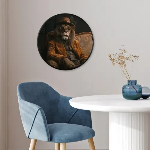 Bril - Leeuw - Bank - Hoed Fotolijst rond zonder passe partout klein -sfeer2