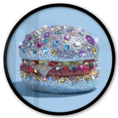 Glitters - Hamburger - Blauw Fotolijst rond zonder passe partout klein -3d