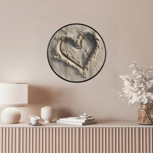 Hartvorm - Getekend - Beige - Zand Fotolijst rond zonder passe partout klein -sfeer3