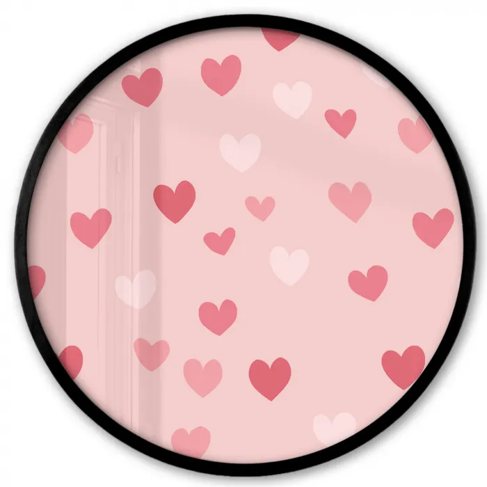 Hartjes - Patroon - Roze - Eenvoudig Fotolijst rond zonder passe partout klein -3d