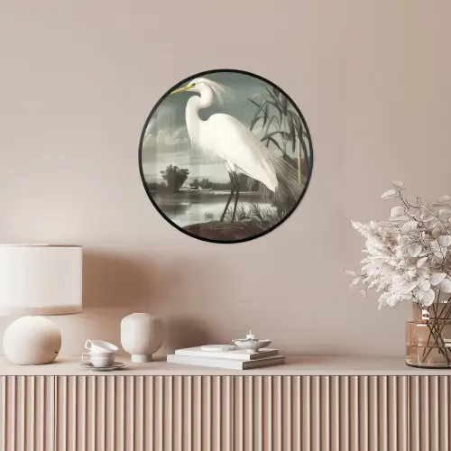 Reiger - Planten - Wolken - Wit Fotolijst rond zonder passe partout klein -sfeer3