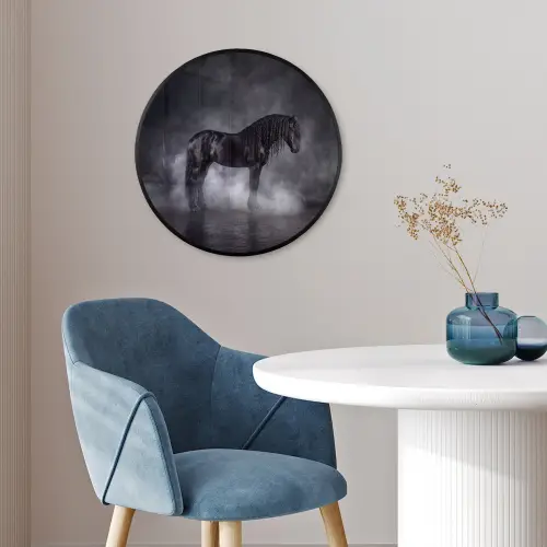 Paard - Magisch - Zwart Fotolijst rond zonder passe partout klein -sfeer2