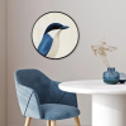 Illustratie - Blauw - Vogel Fotolijst rond zonder passe partout klein -sfeer2