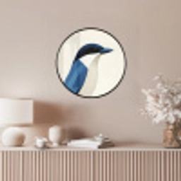 Illustratie - Blauw - Vogel Fotolijst rond zonder passe partout klein -sfeer3