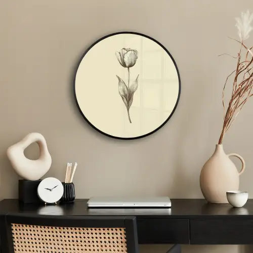Illustratie - Tulp - Zwart Fotolijst rond zonder passe partout klein -sfeer1