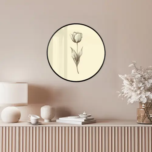 Illustratie - Tulp - Zwart Fotolijst rond zonder passe partout klein -sfeer3