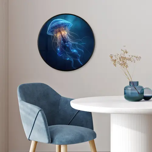 Kwal - Lichtgevend - Tentakels - Blauw Fotolijst rond zonder passe partout klein -sfeer2