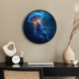 Kwal - Lichtgevend - Tentakels - Blauw Fotolijst rond zonder passe partout klein -sfeer1