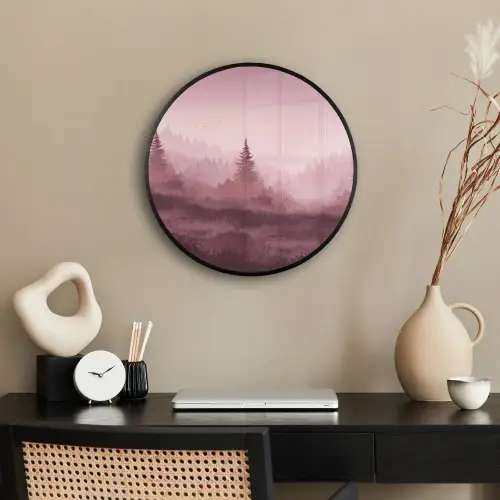 Landschap - Mistig - Roze Fotolijst rond zonder passe partout klein -sfeer1