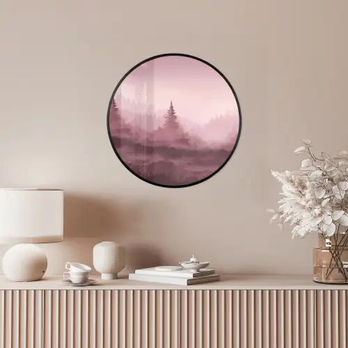 Landschap - Mistig - Roze Fotolijst rond zonder passe partout klein -sfeer3