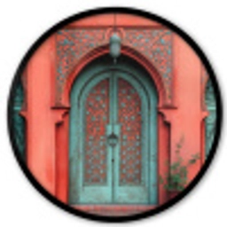 Lantaarn - Deur - Turquoise Fotolijst rond zonder passe partout klein -3d