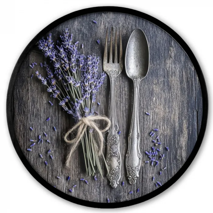 Lavendel - Lepel - Vork Fotolijst rond zonder passe partout klein -3d
