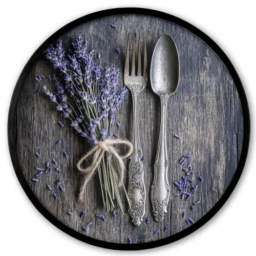 Lavendel - Lepel - Vork Fotolijst rond zonder passe partout klein -3d