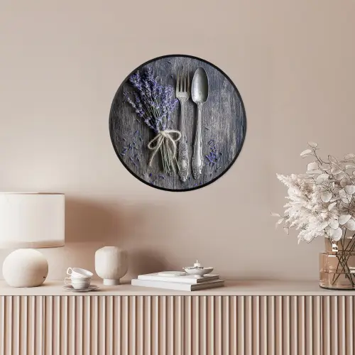 Lavendel - Lepel - Vork Fotolijst rond zonder passe partout klein -sfeer3
