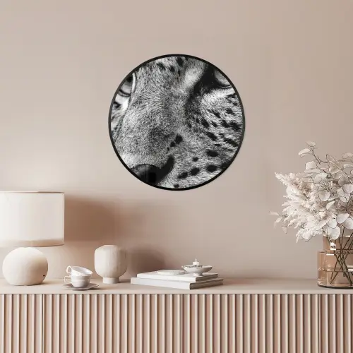 Luipaard - Zwart - Wit - Oog Fotolijst rond zonder passe partout klein -sfeer3