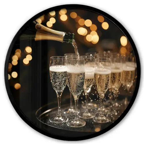 Lichtjes - Champagne - Dienblad - Glazen Fotolijst rond zonder passe partout klein -3d