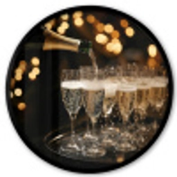 Lichtjes - Champagne - Dienblad - Glazen Fotolijst rond zonder passe partout klein -3d
