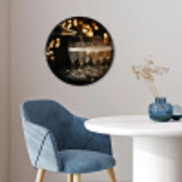 Lichtjes - Champagne - Dienblad - Glazen Fotolijst rond zonder passe partout klein -sfeer2