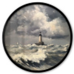 Vuurtoren - Golven - Storm Fotolijst rond zonder passe partout klein -3d