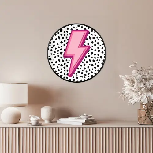 Bliksem - Roze - Stippen Fotolijst rond zonder passe partout klein -sfeer3