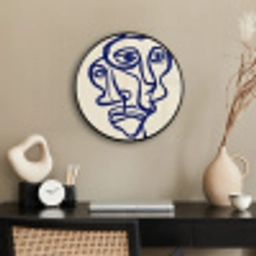 Lijntekening - Overlappende gezichten - Donkerblauw Fotolijst rond zonder passe partout klein -sfeer1