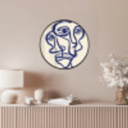 Lijntekening - Overlappende gezichten - Donkerblauw Fotolijst rond zonder passe partout klein -sfeer3