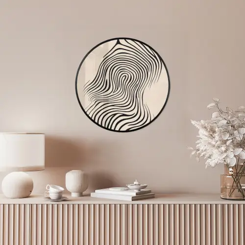 Lijnen - Abstract - Golvend - Zwart Fotolijst rond zonder passe partout klein -sfeer3