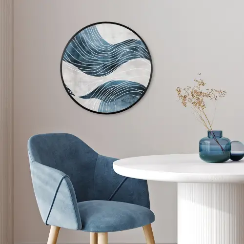 Lijnen - Golven - Abstract - Blauw Fotolijst rond zonder passe partout klein -sfeer2