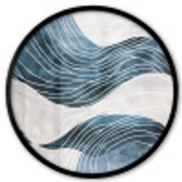 Lijnen - Golven - Abstract - Blauw Fotolijst rond zonder passe partout klein -3d