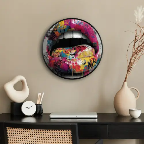 Lippen - Graffiti - Expressief Fotolijst rond zonder passe partout klein -sfeer1