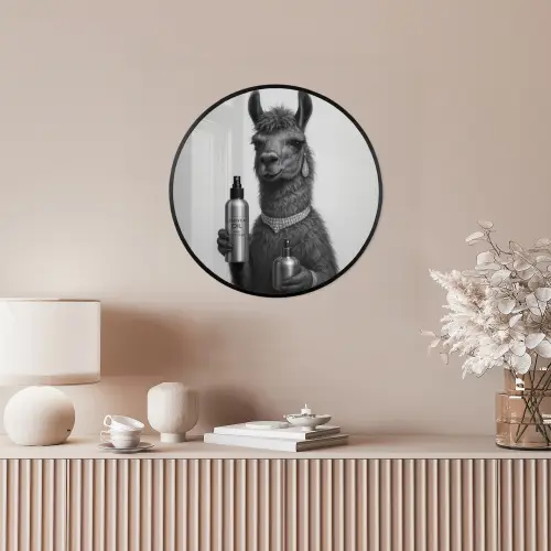 Lama - Flessen - Zwart - Wit Fotolijst rond zonder passe partout klein -sfeer3