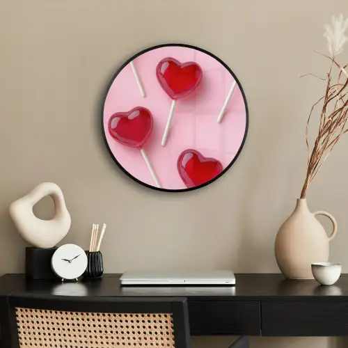 Lollies - Hartjes - Roze Fotolijst rond zonder passe partout klein -sfeer1