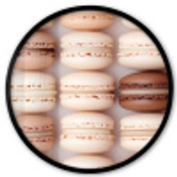 Macarons - Beige - Bruin Fotolijst rond zonder passe partout klein -3d