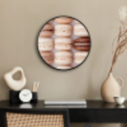 Macarons - Beige - Bruin Fotolijst rond zonder passe partout klein -sfeer1