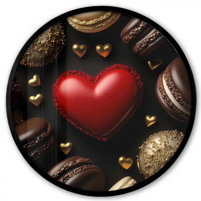 Macarons - Rood - Hart Fotolijst rond zonder passe partout klein -3d
