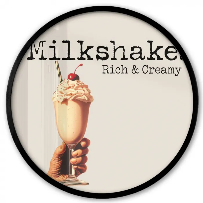 Milkshake - Kers - Rietje Fotolijst rond zonder passe partout klein -3d