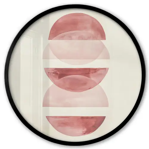 Minimalistisch - Cirkels - Roze Fotolijst rond zonder passe partout klein -3d