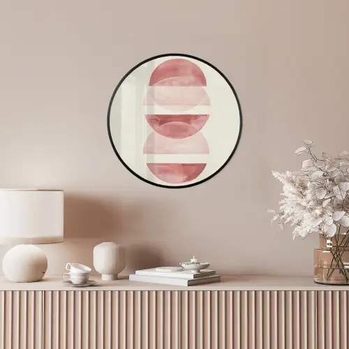 Minimalistisch - Cirkels - Roze Fotolijst rond zonder passe partout klein -sfeer3