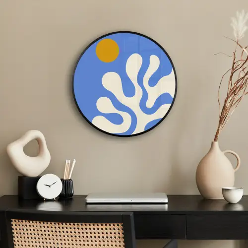 Minimalistisch - Organisch patroon - Blauw Fotolijst rond zonder passe partout klein -sfeer1