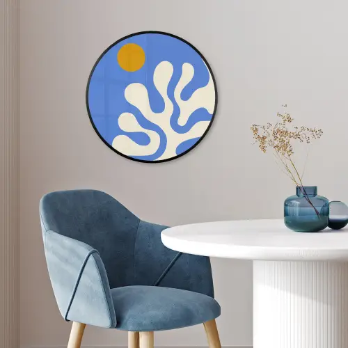 Minimalistisch - Organisch patroon - Blauw Fotolijst rond zonder passe partout klein -sfeer2
