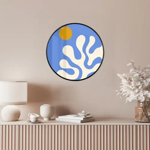 Minimalistisch - Organisch patroon - Blauw Fotolijst rond zonder passe partout klein -sfeer3